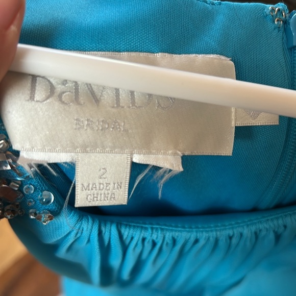 David’s Bridal blue teal bridesmaid dress - Picture 4 of 6